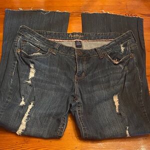 Amethyst Jeans Dark Blue Distressed Straight Leg